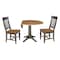 International Concepts Round Round 42 in. Dual Drop Leaf Dining Table with 2 Slatback Chairs in Hickory/Washed Coal, Wood K45-42DPT-27B-C65-2 - alternate 5